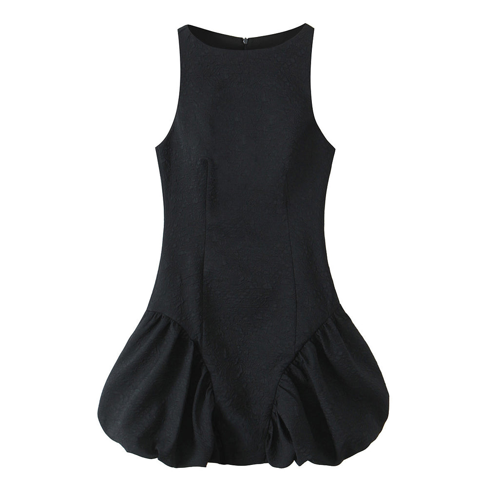 Fashionable and versatile wide swing short sleeveless dress for women