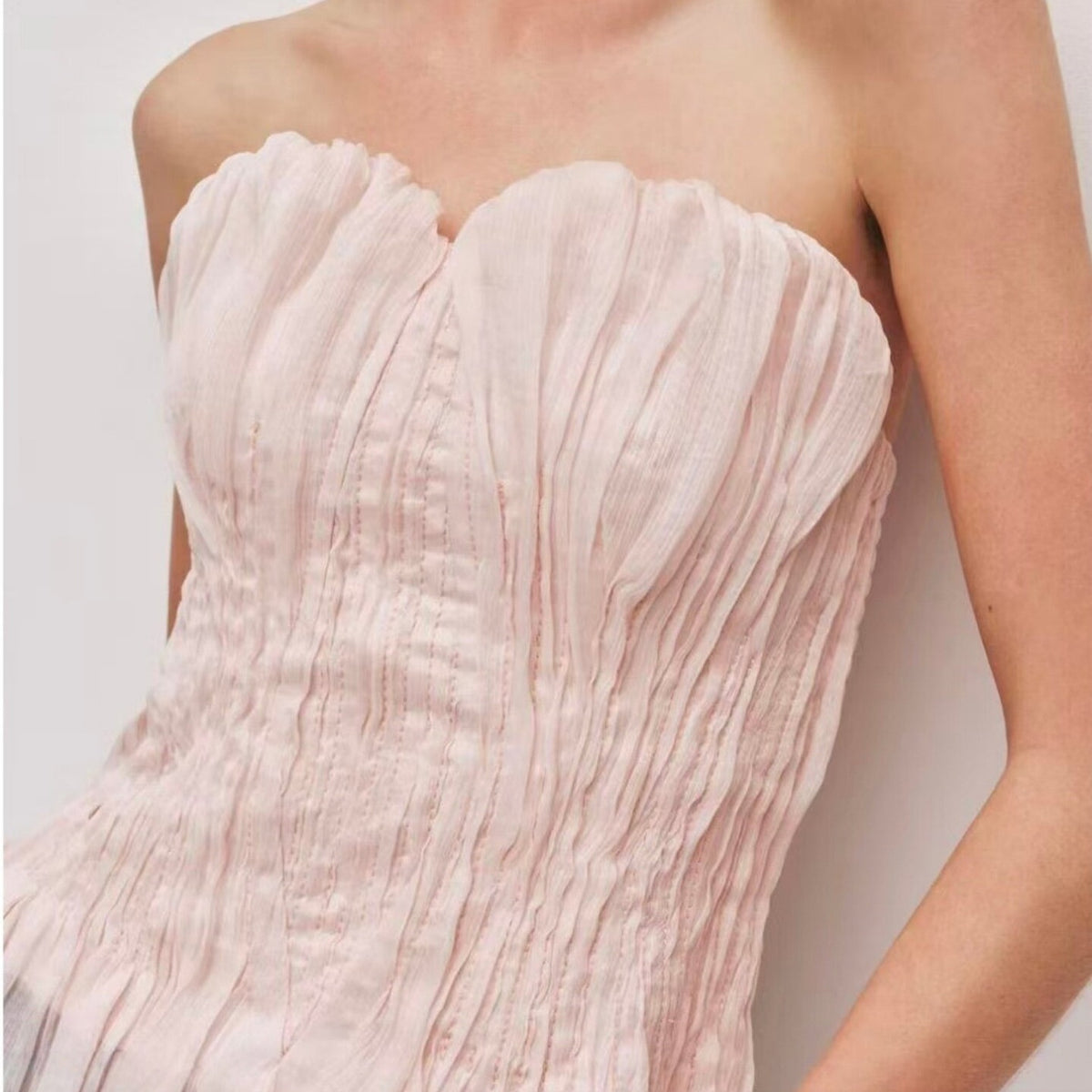 Pink irregular mermaid strapless sleeveless vest top
