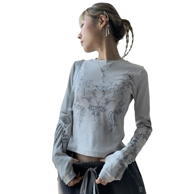 Casual gloves Harajuku Millennium style spring women's clothing slim fit T-shirt top