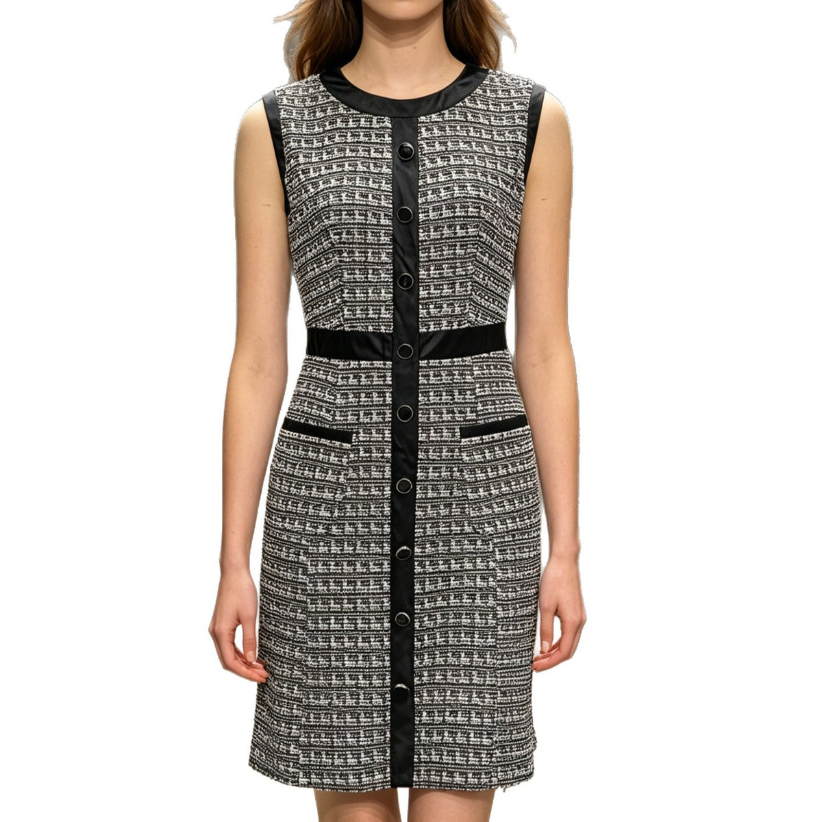 Tweed vest A-line skirt dress