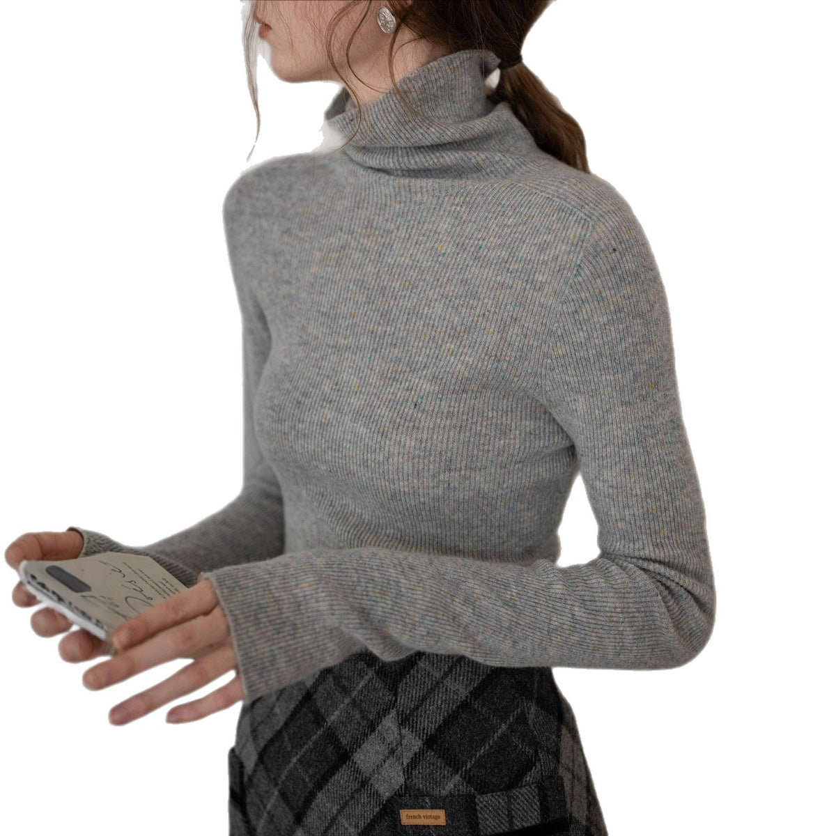 Ultra-Fine Merino Wool Fantasy Color Dot Classic Knit Sweater Underwear
