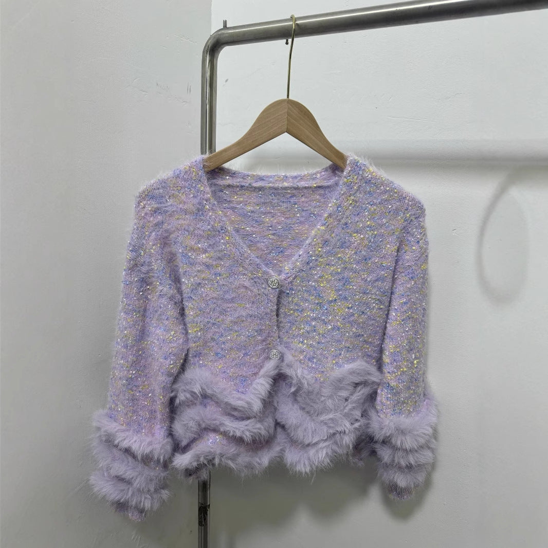Elegant and versatile short style fragrant jacket cardigan for women