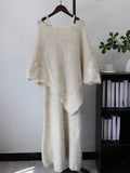 Splicing lace cape camisole dress two-piece set
