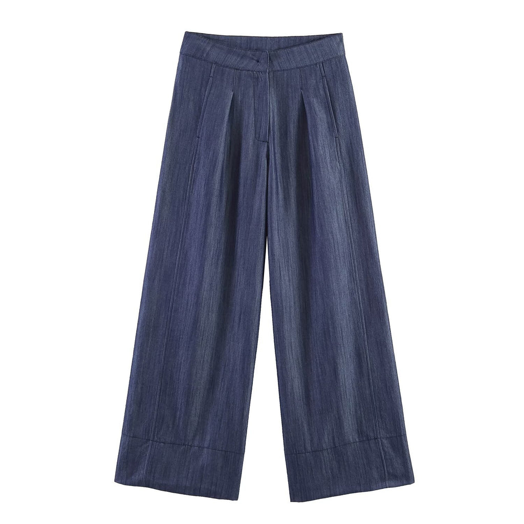 Rivet buckle top+wide leg pants set