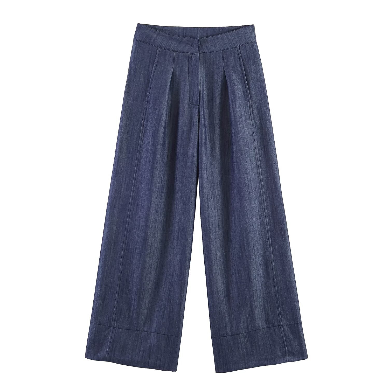 Rivet buckle top+wide leg pants set