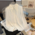 White Chiffon Shirt Women's Long Sleeve Top Elegant High-End Blouse