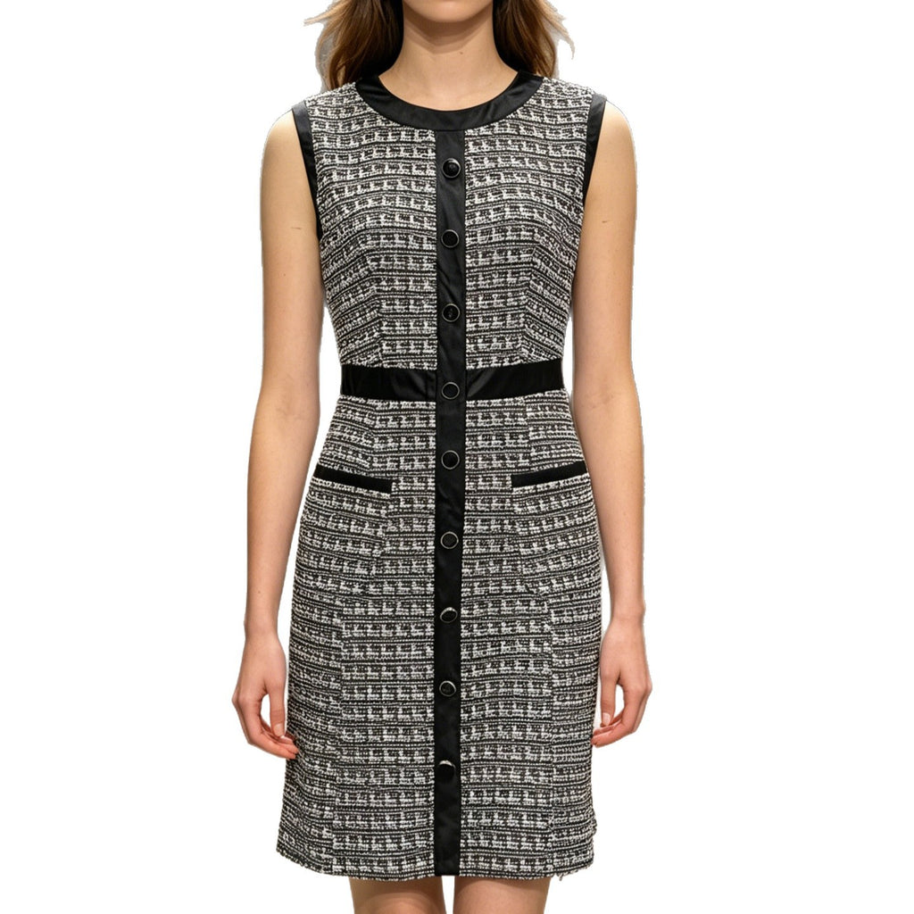 Tweed vest A-line skirt dress