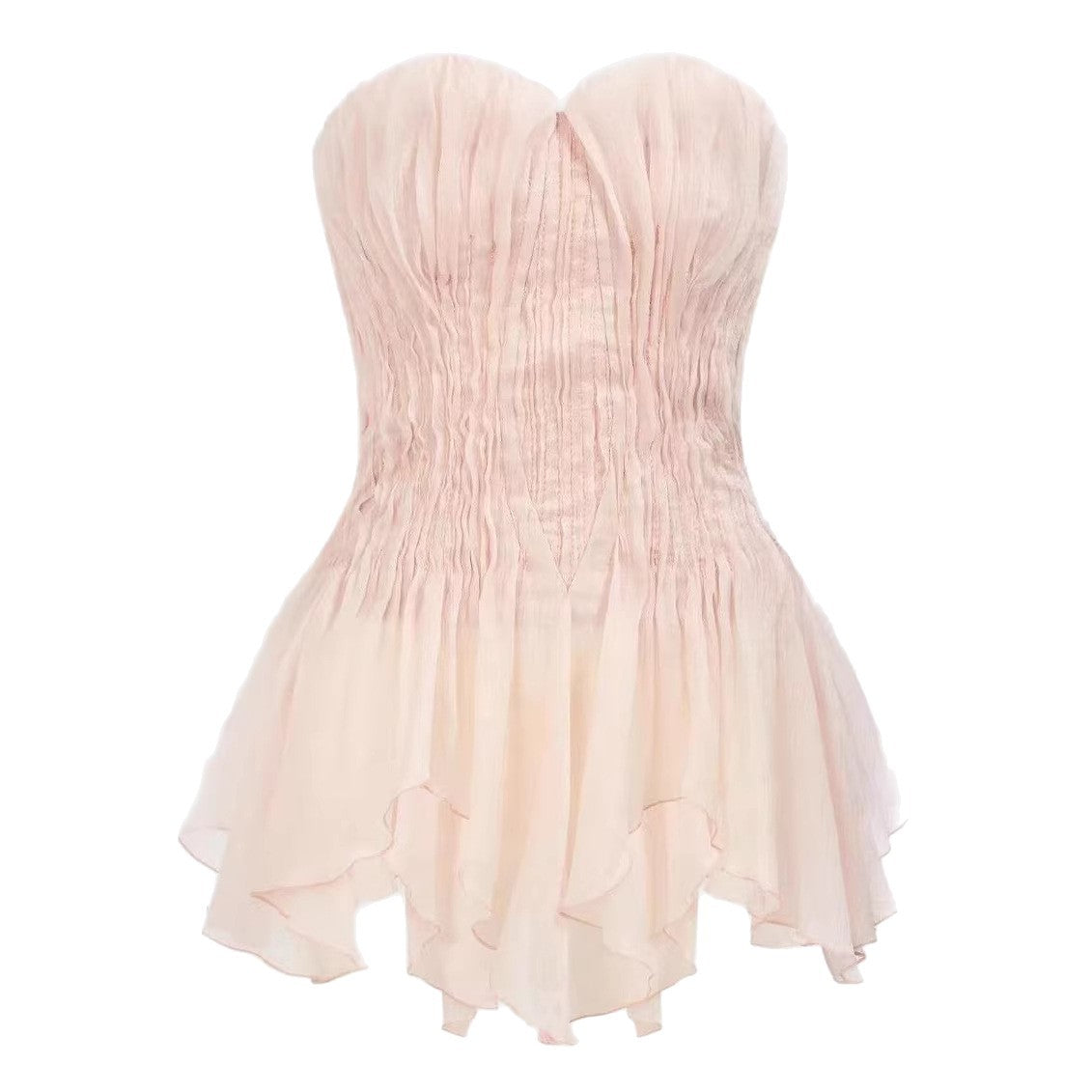 Pink irregular mermaid strapless sleeveless vest top
