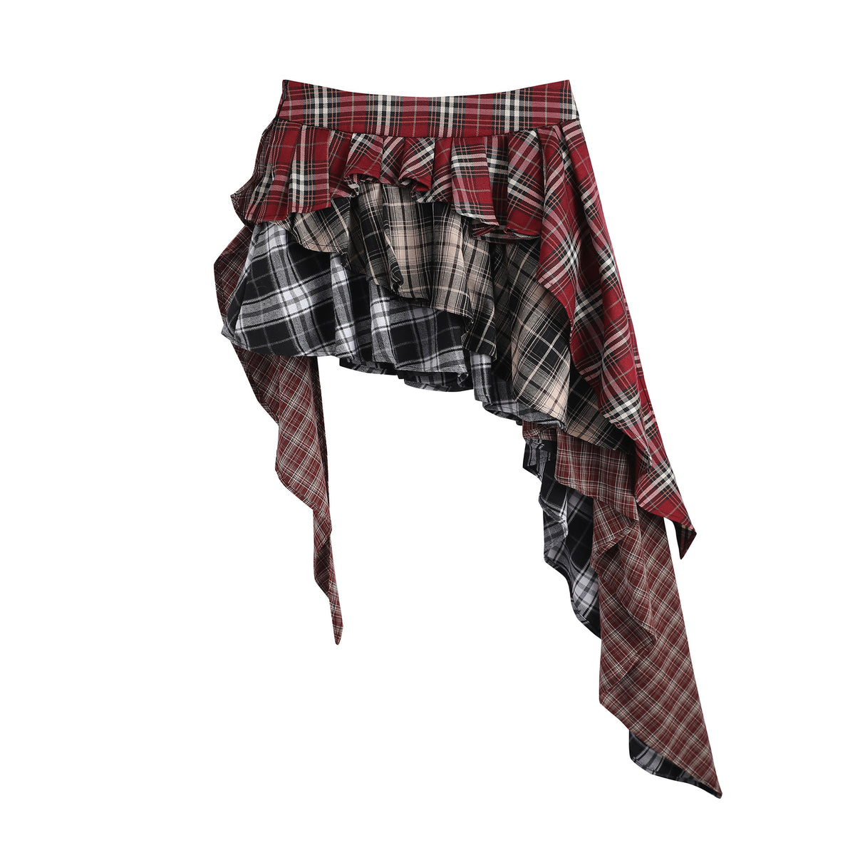 Patchwork skirt for women, autumn design sense, spicy girl style, fashionable irregular short skirt