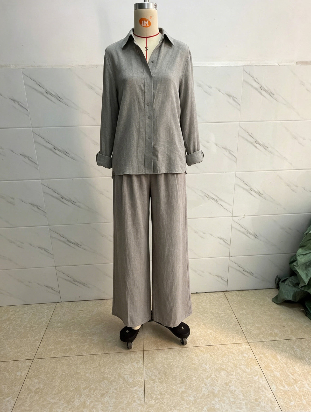 Summer High-End Shirt Collar Outfit Loose Cotton Linen Women's Set