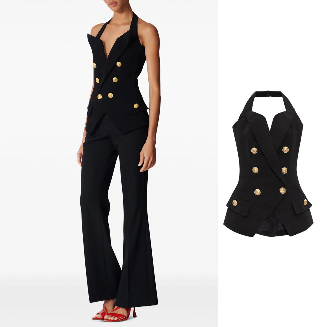 Niche design backless womanl tank top vest