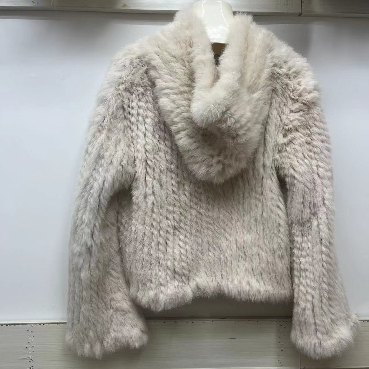 Autumn Winter Women Real Rabbit Fur Coat 100% Natural Fur Jacket Loose Manual Weave Quality Streetwear Hooded Flare Sleeves New