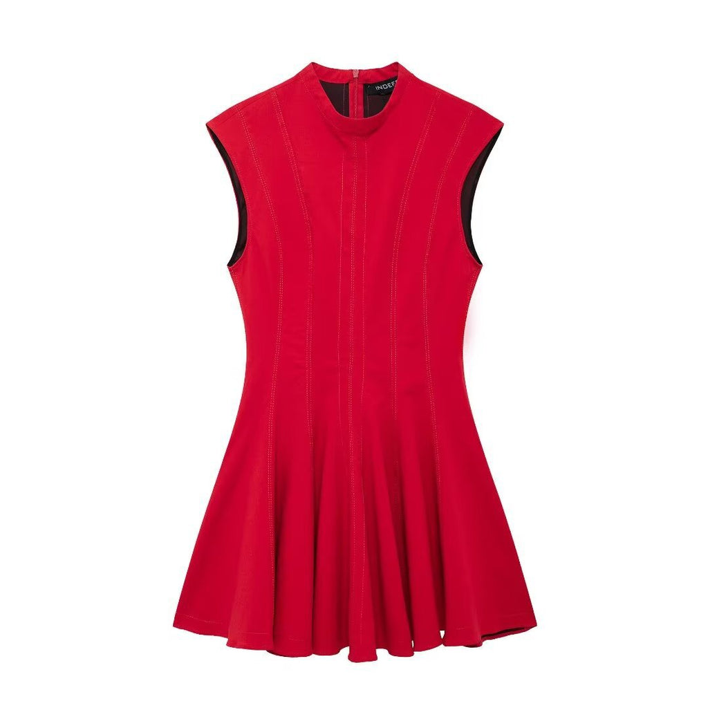 European and American style women's clothing new French niche wave wide swing sleeveless dress