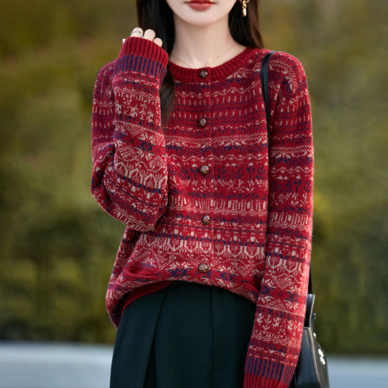 Knitted Cardigan  for Women, Embroidered Pattern, Outerwear, Stylish Women's Top