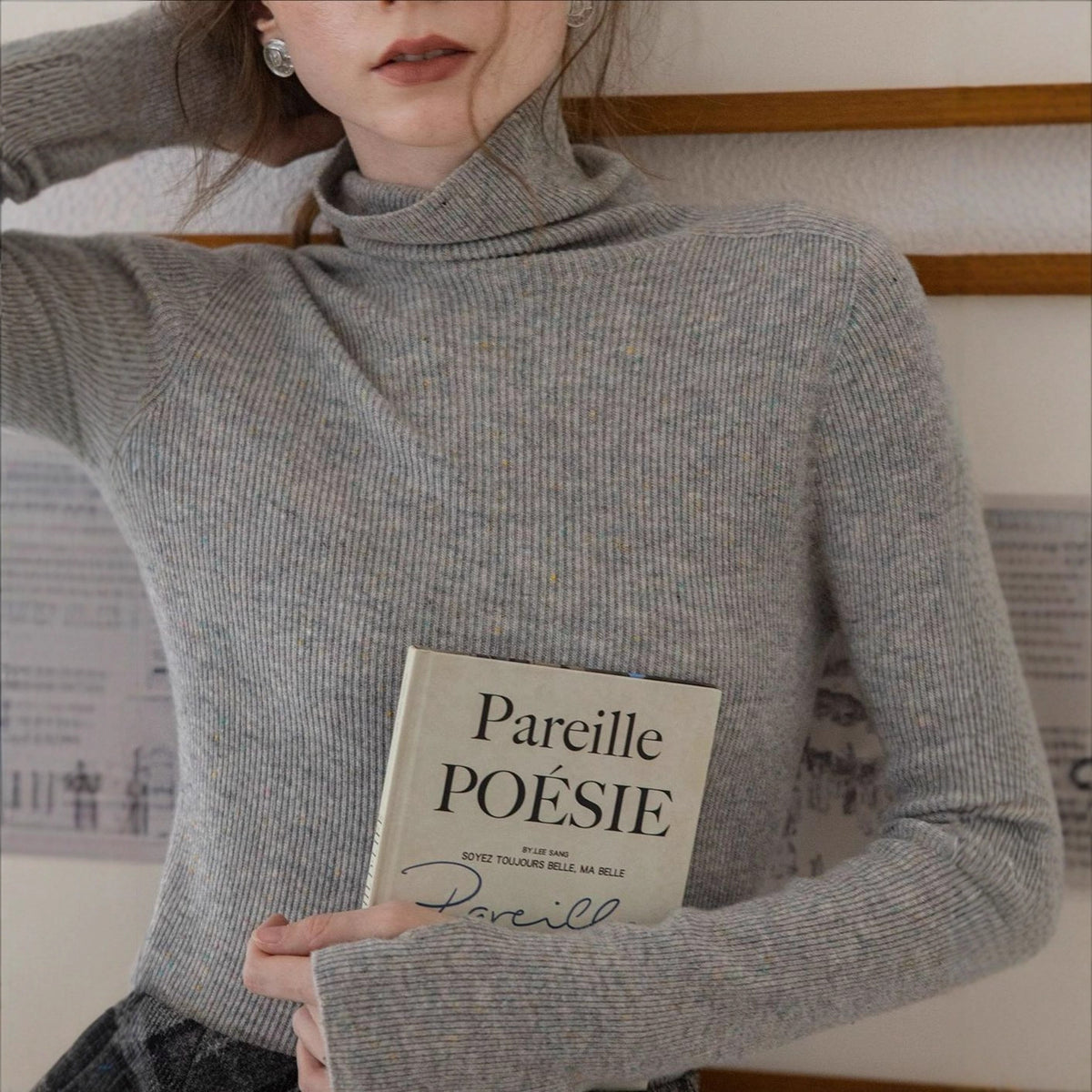 Ultra-Fine Merino Wool Fantasy Color Dot Classic Knit Sweater Underwear