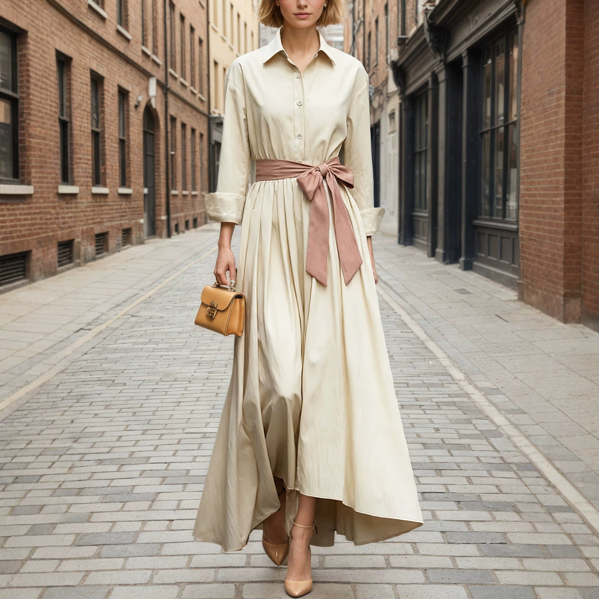 Long sleeved shirt dress