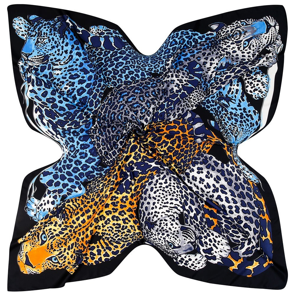 Animal Leopard Women's Twill Decoration Sun Protection Shawl Large Square Scarf Scarf