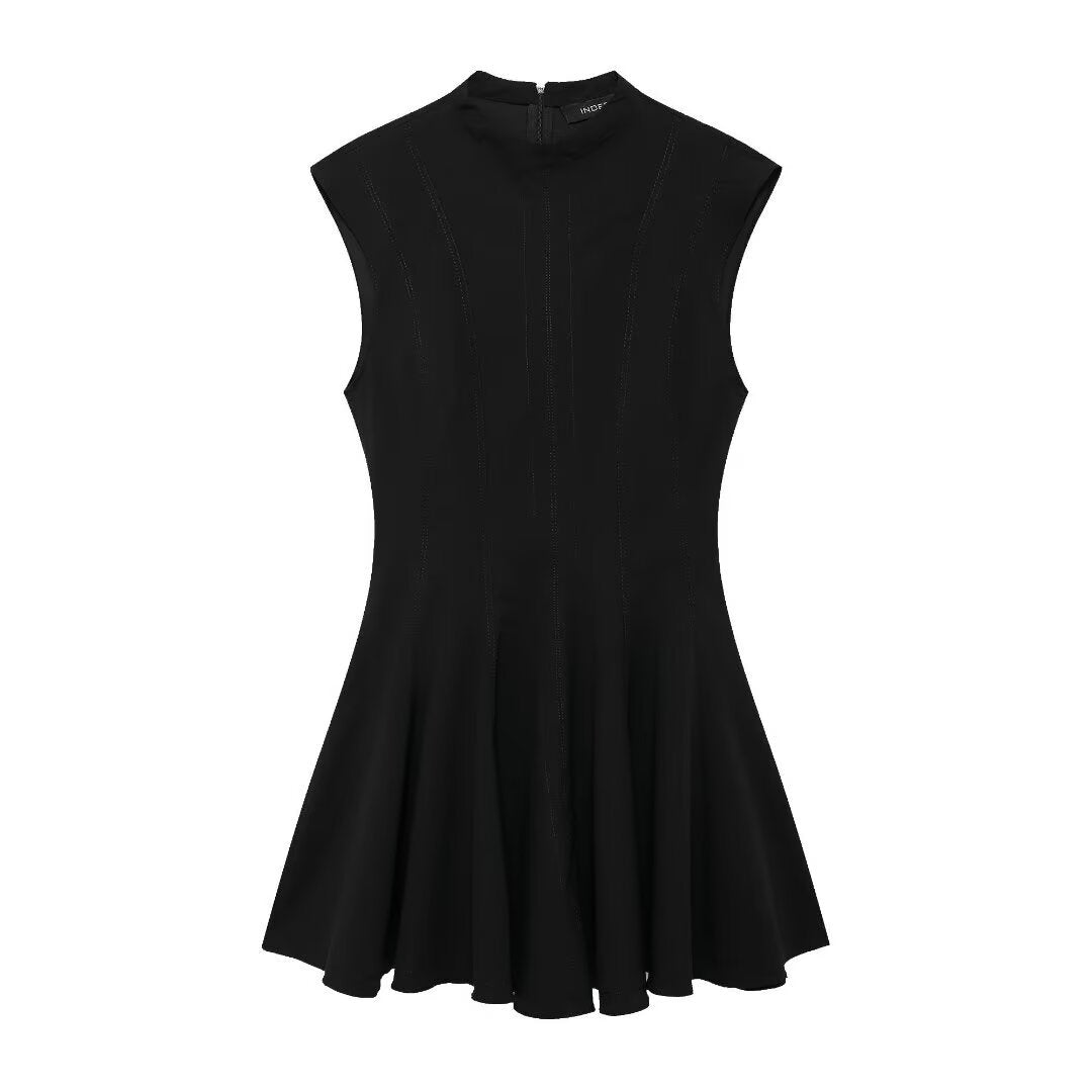 European and American style women's clothing new French niche wave wide swing sleeveless dress