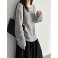 Lazy Knit Cardigan for Women, Hollow Knitwear with Flared Sleeves, Wool Blend, Relaxed Fit