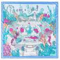 Manual Hand Rolled Twill Silk Scarf Women Ocean City Print Square Scarves