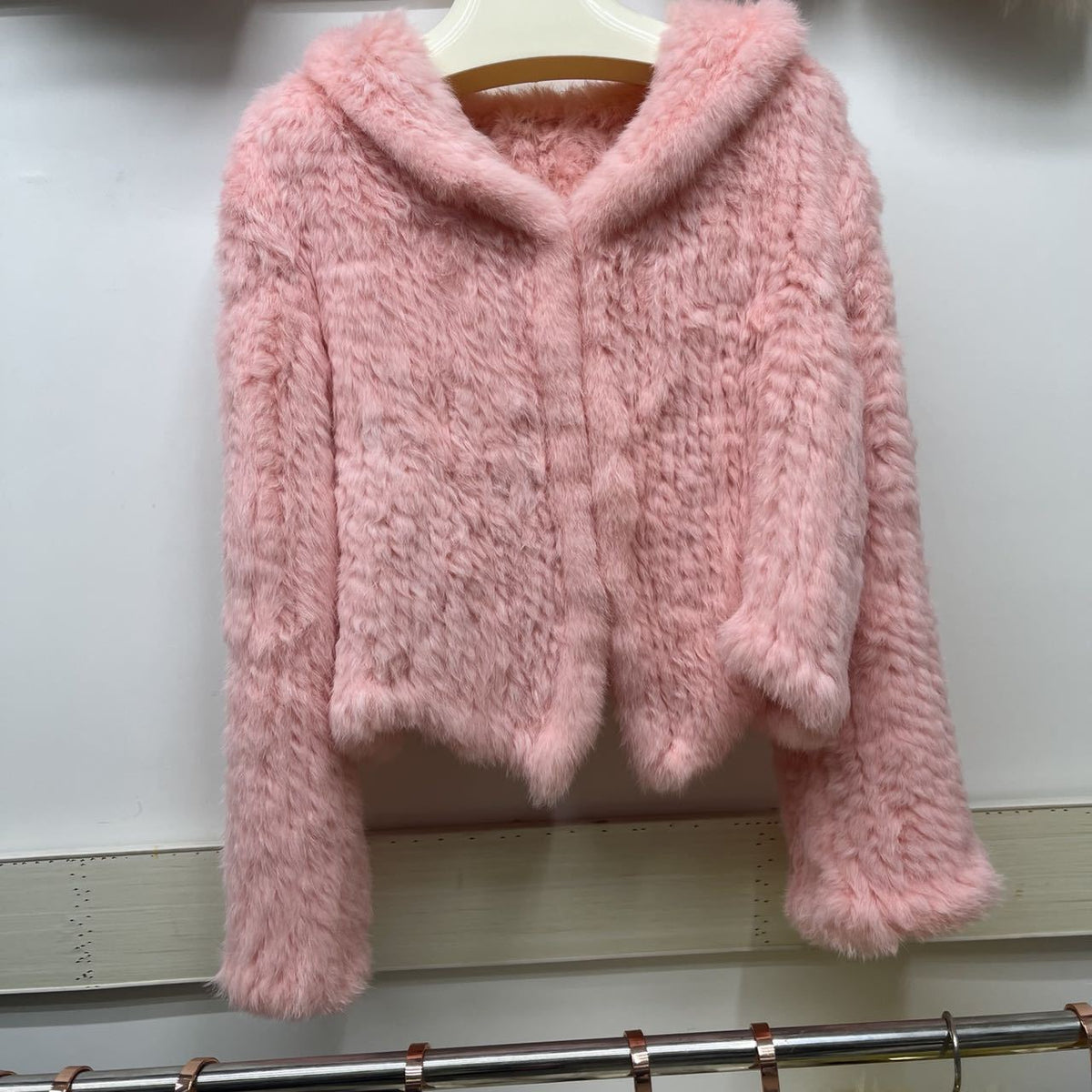 Autumn Winter Women Real Rabbit Fur Coat 100% Natural Fur Jacket Loose Manual Weave Quality Streetwear Hooded Flare Sleeves New