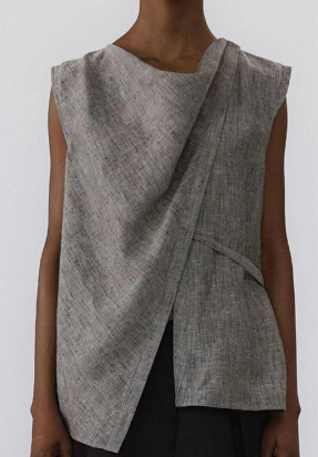 Women's summer and autumn minimalist style camisole vest high-end solid color pleated lace-up design inner top