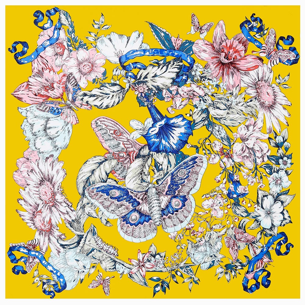 Hand-painted Butterfly Flower Women's Twill Decoration Versatile Shawl Square Scarf
