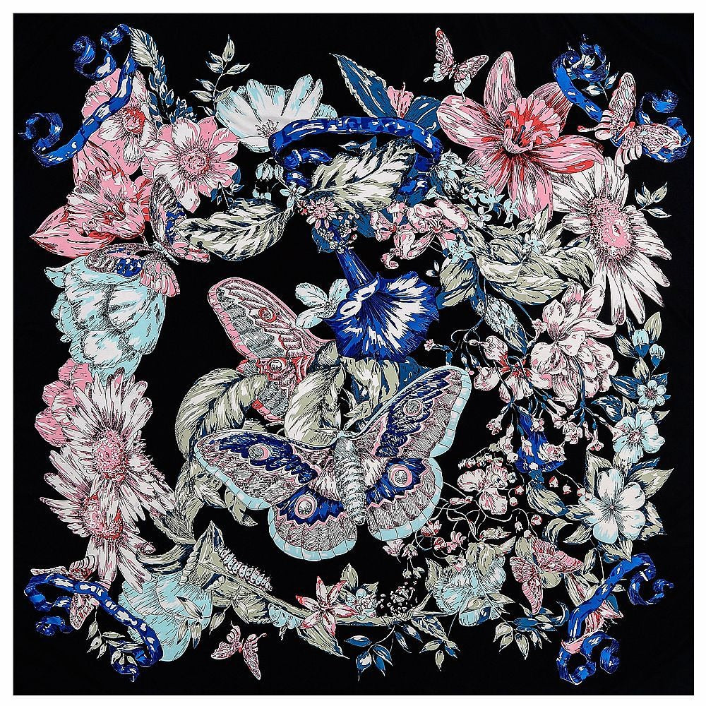 Hand-painted Butterfly Flower Women's Twill Decoration Versatile Shawl Square Scarf