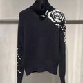 Autumn new look, rose embroidery,  sweater for women