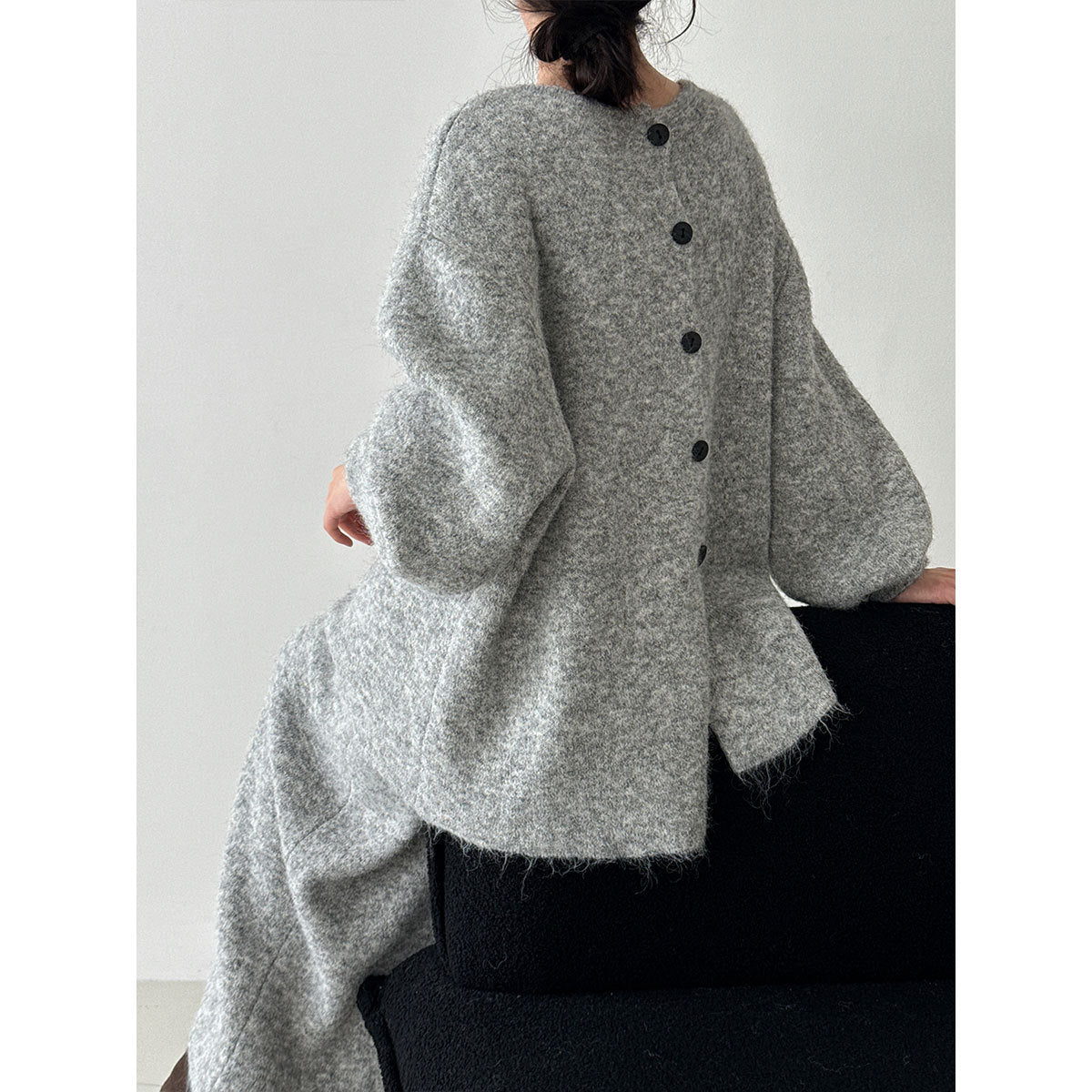 Autumn/Winter Warm Back Button Loose Knit Sweater + Skirt Women's New Gentle Set