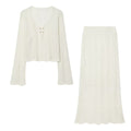 Elegant knitted long sleeved+skirt set