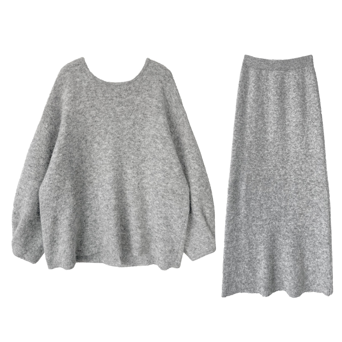 Autumn/Winter Warm Back Button Loose Knit Sweater + Skirt Women's New Gentle Set