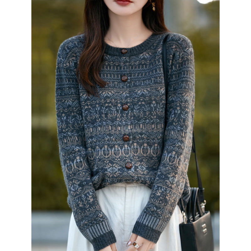 Knitted Cardigan  for Women, Embroidered Pattern, Outerwear, Stylish Women's Top