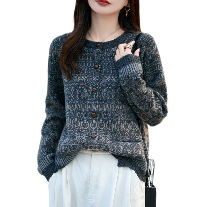 Knitted Cardigan  for Women, Embroidered Pattern, Outerwear, Stylish Women's Top