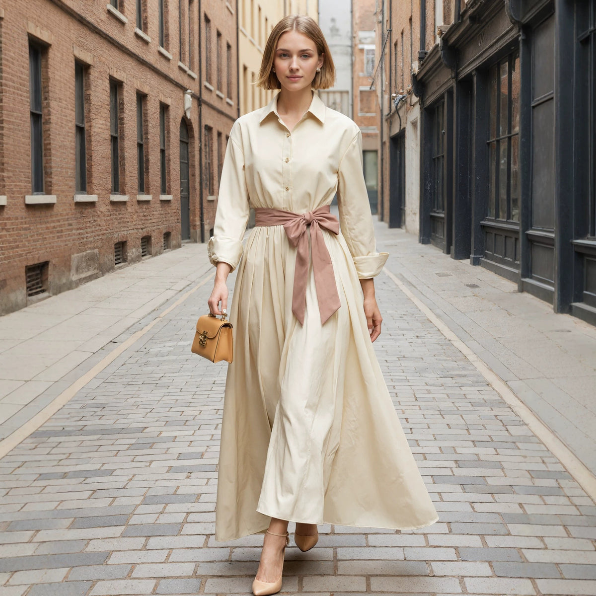 Long sleeved shirt dress