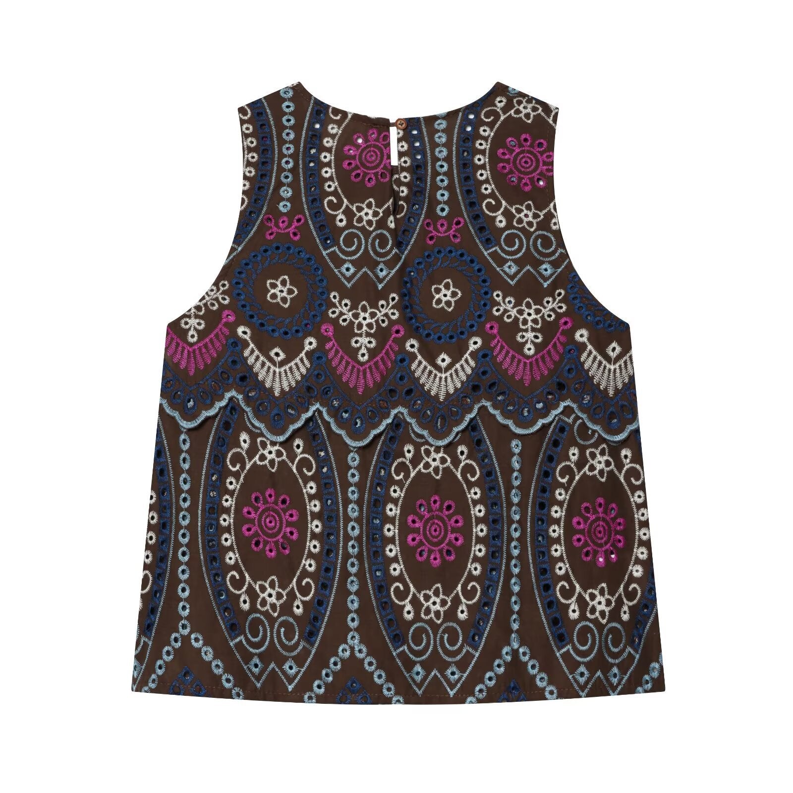 Hollow embroidery top+MIDI skirt set