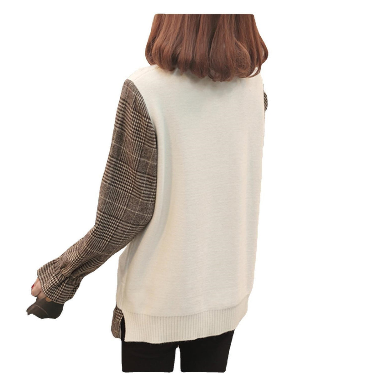 Fake two round neck pullover versatile base knit sweater