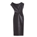 Asymmetric dress, long skirt, slim fi, vegan leather pleated dress