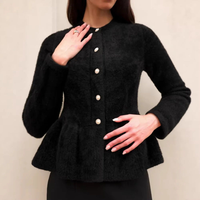 Elegant Tweed Knit Cardigan for Women, Slim Fit, Versatile and Unique Top
