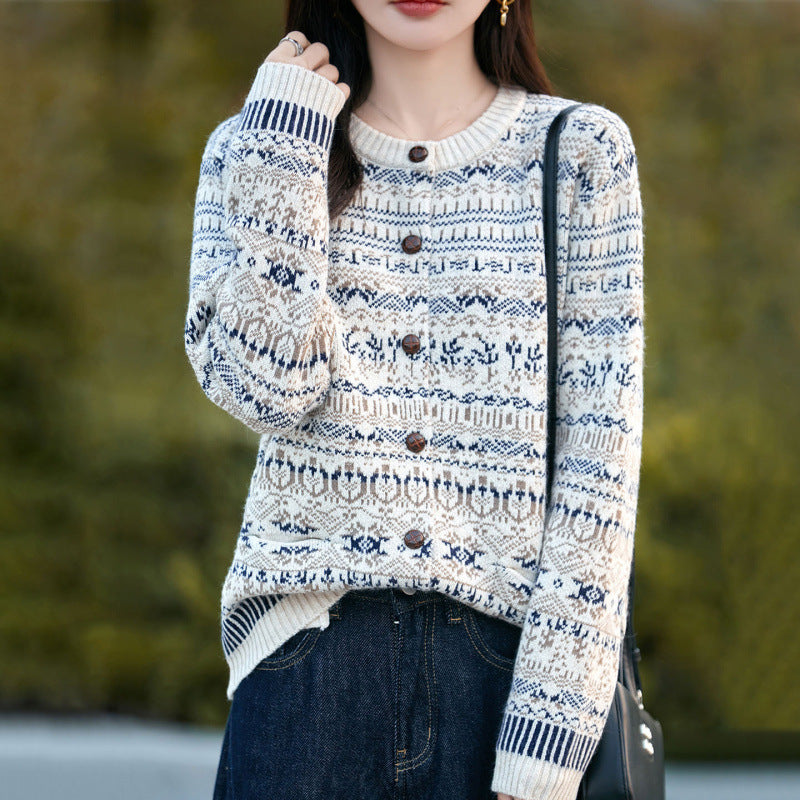 Knitted Cardigan  for Women, Embroidered Pattern, Outerwear, Stylish Women's Top