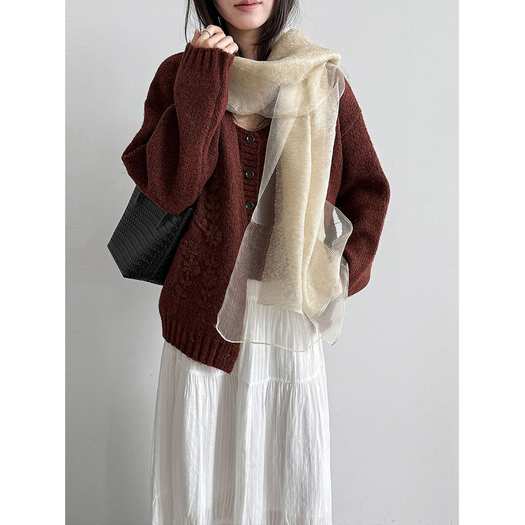 Vintage Embroidered Knit Cardigan + Sleeveless Tank Top Women's Two-Piece Set