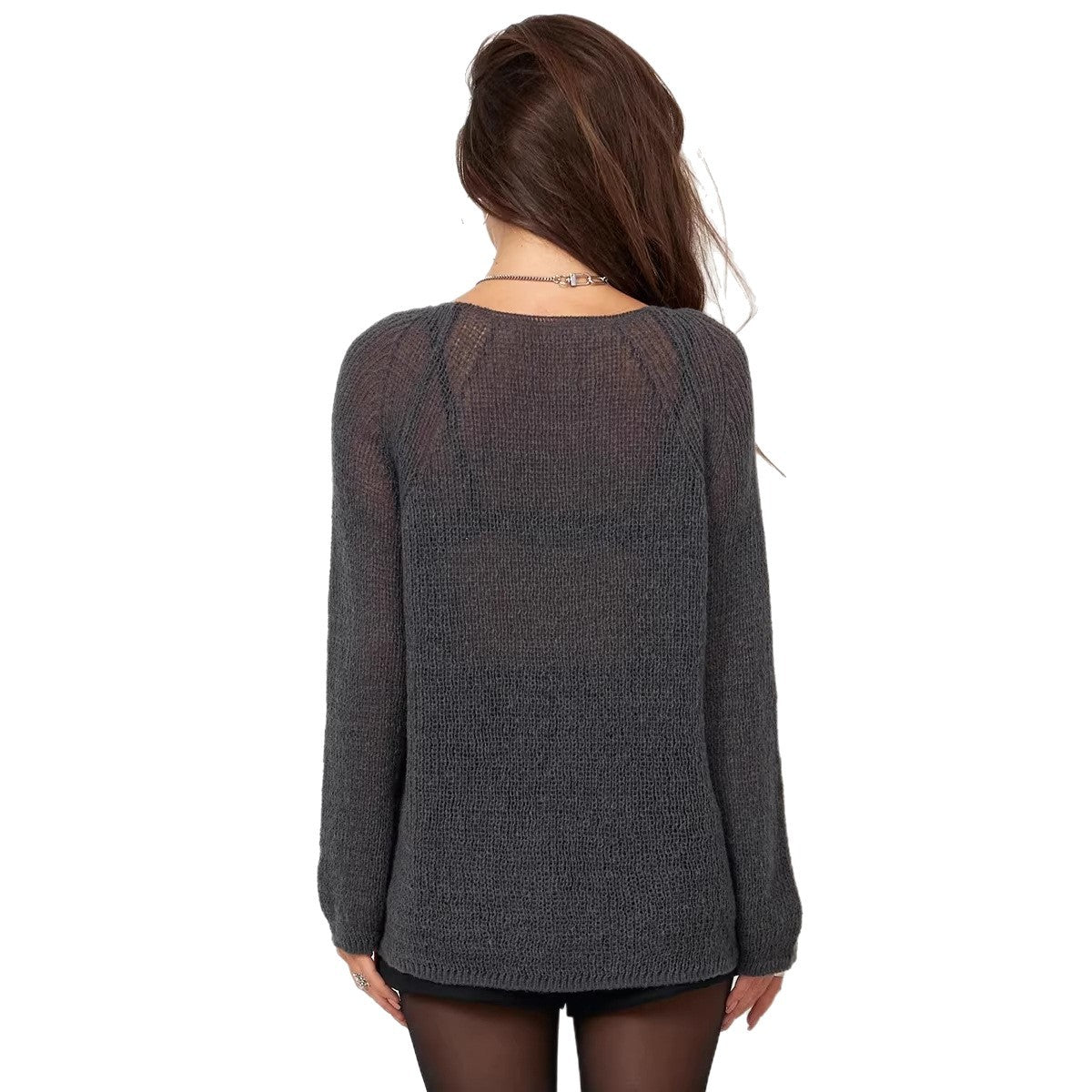 Solid color hollow sweater top
