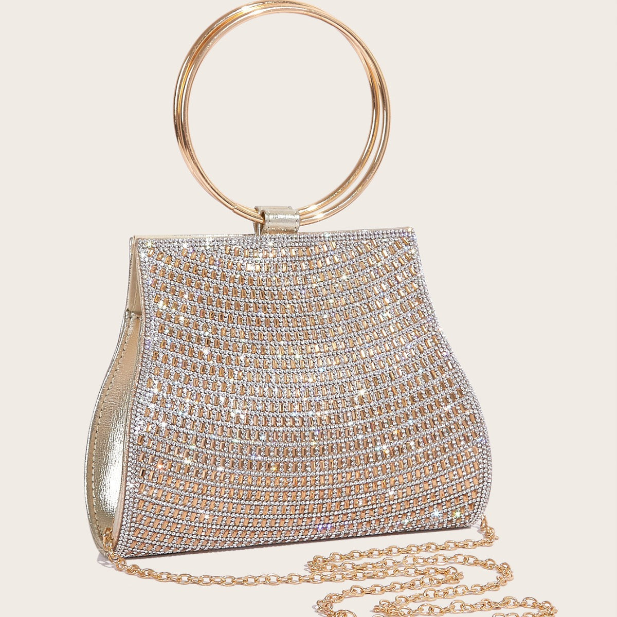 PU diamond bag magnetic buckle chain bag