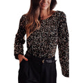 Women's long-sleeve jumpsuit with sequin inserts — trendy style (wholesale)