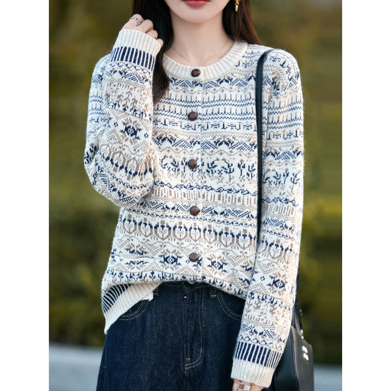Knitted Cardigan  for Women, Embroidered Pattern, Outerwear, Stylish Women's Top