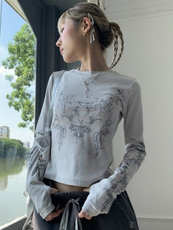 Casual gloves Harajuku Millennium style spring women's clothing slim fit T-shirt top