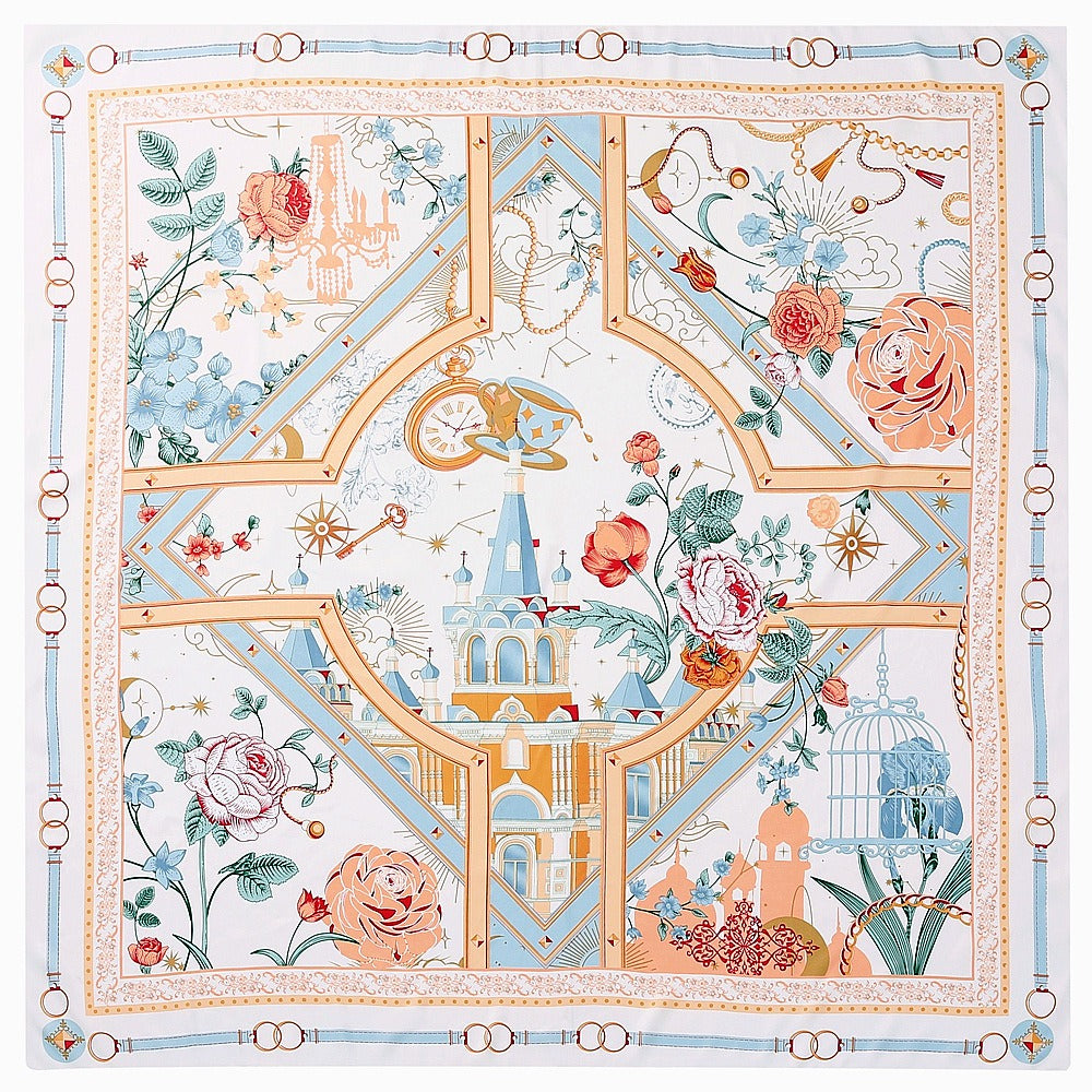 Architectural Rose, Female Literary and Artistic Style, Tourism Shawl, Square Scarf