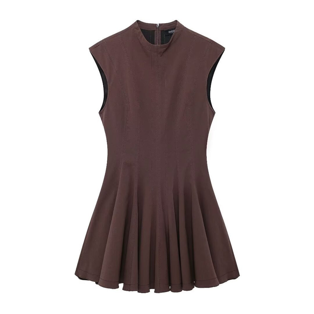 European and American style women's clothing new French niche wave wide swing sleeveless dress