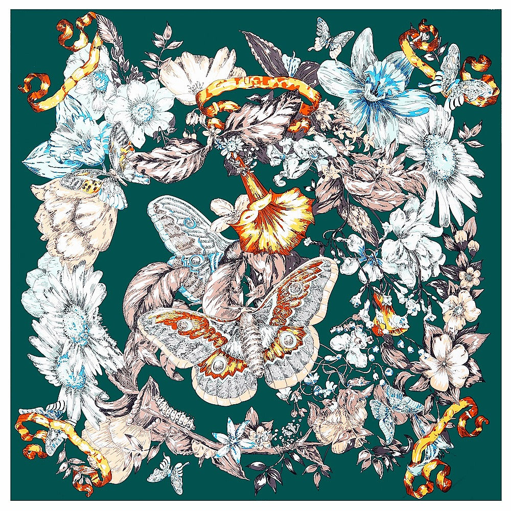 Hand-painted Butterfly Flower Women's Twill Decoration Versatile Shawl Square Scarf