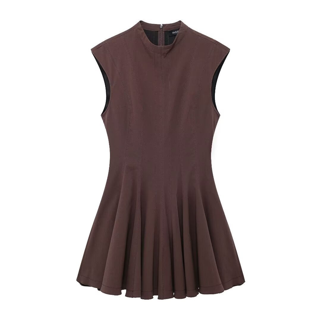 European and American style women's clothing new French niche wave wide swing sleeveless dress